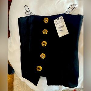 Zara NWT strapless top with gold buttons size XS
